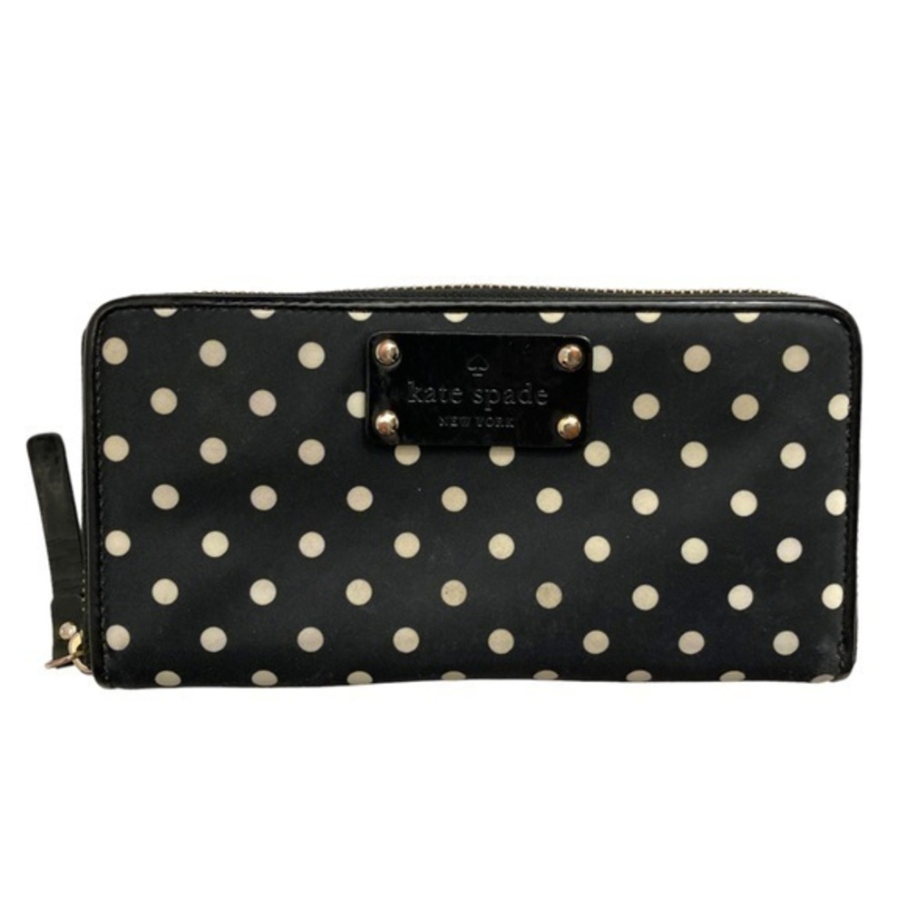 Kate spade black nylon polka dot zipper clutch wallet